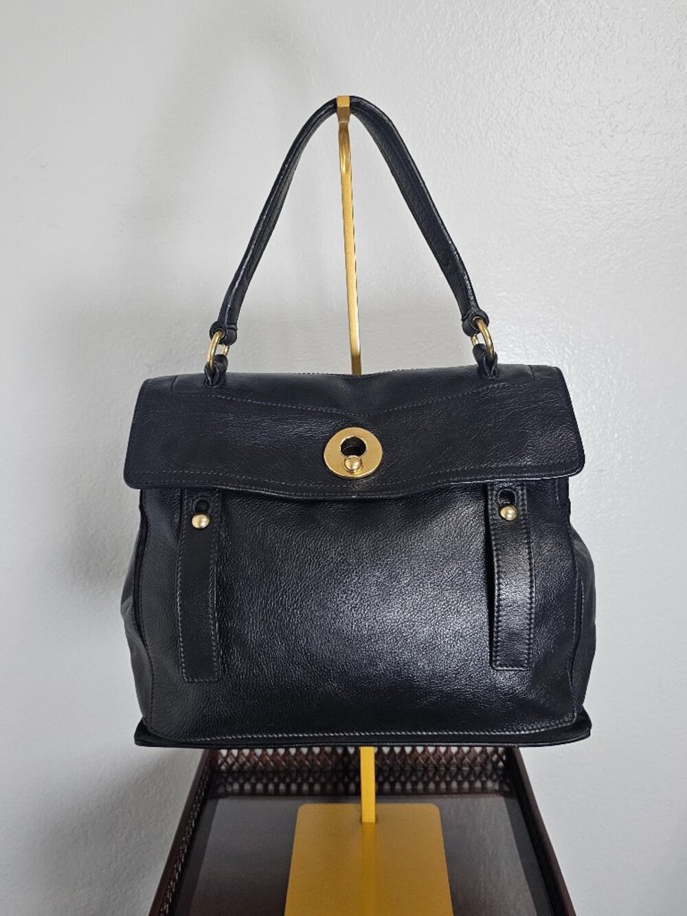 YSL Saint Laurent Black Leather Muse 2 Satchel Bag - Size 9x12x5.5 inches - Picture 2 of 8